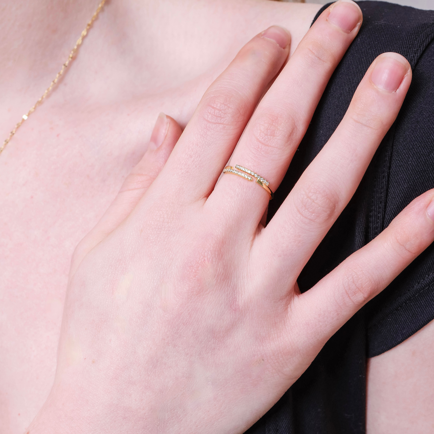 18k yellow gold plated cubic zirconia adjustable ring by JACOBSVOW