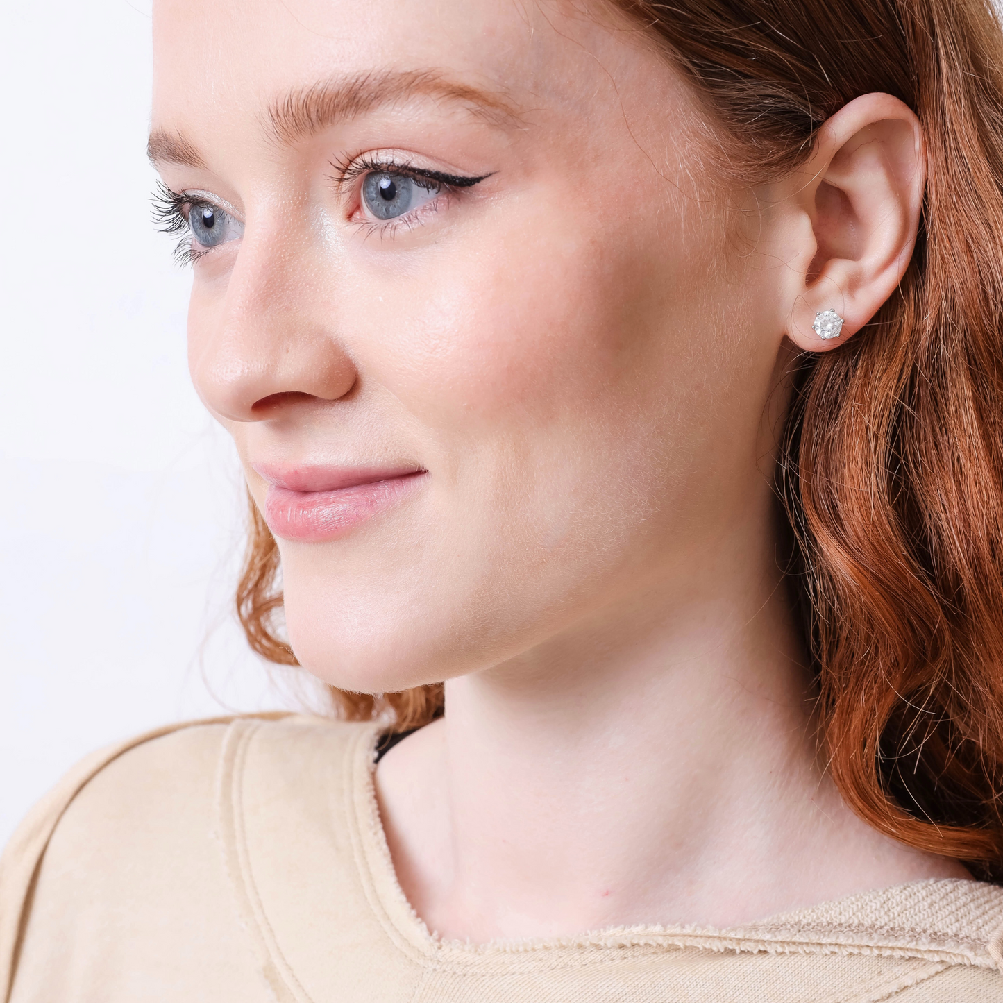 925 Sterling Silver Cubic Zirconia Dainty Stud Unisex Earrings by JACOBSVOW