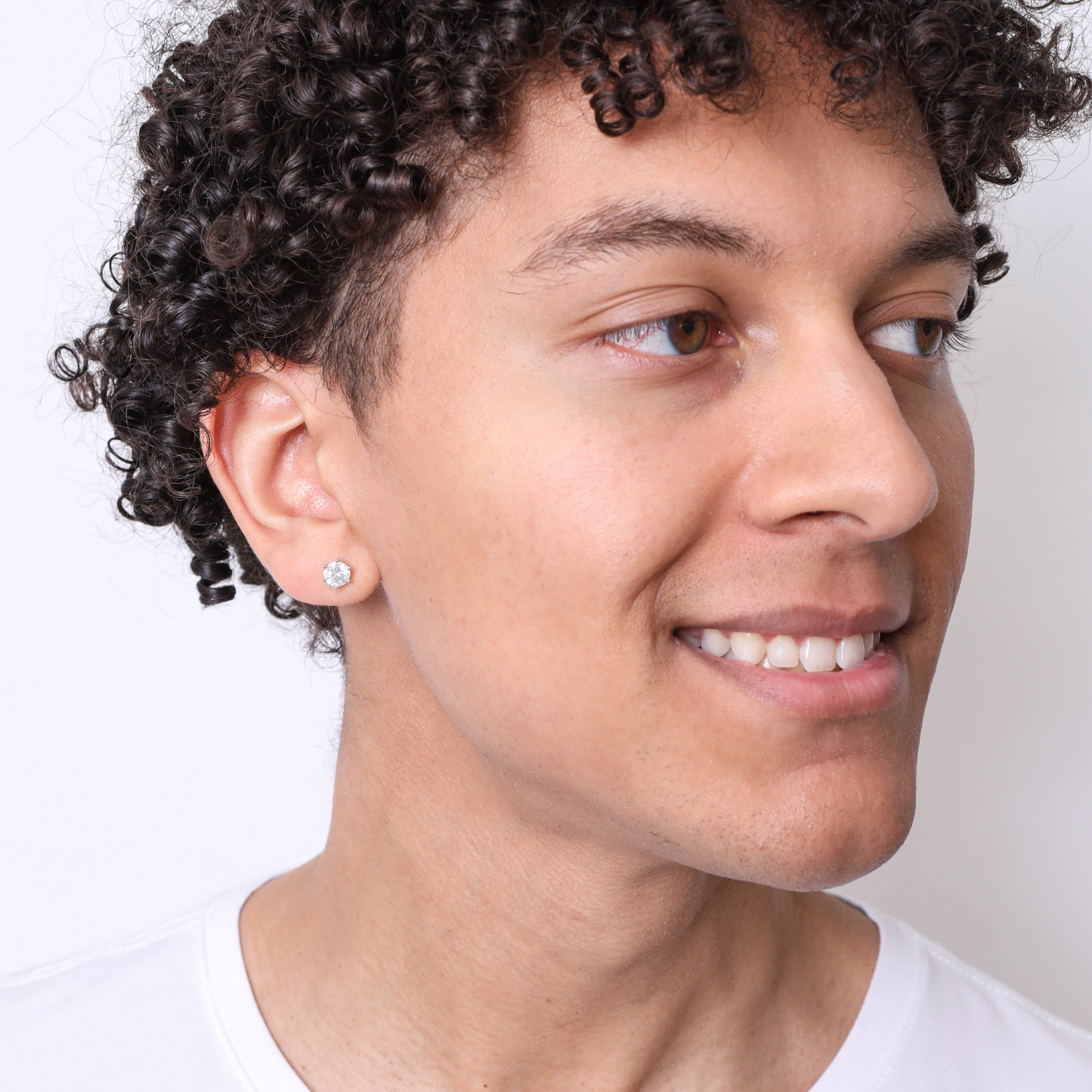 925 Sterling Silver Cubic Zirconia Dainty Stud Unisex Earrings by JACOBSVOW