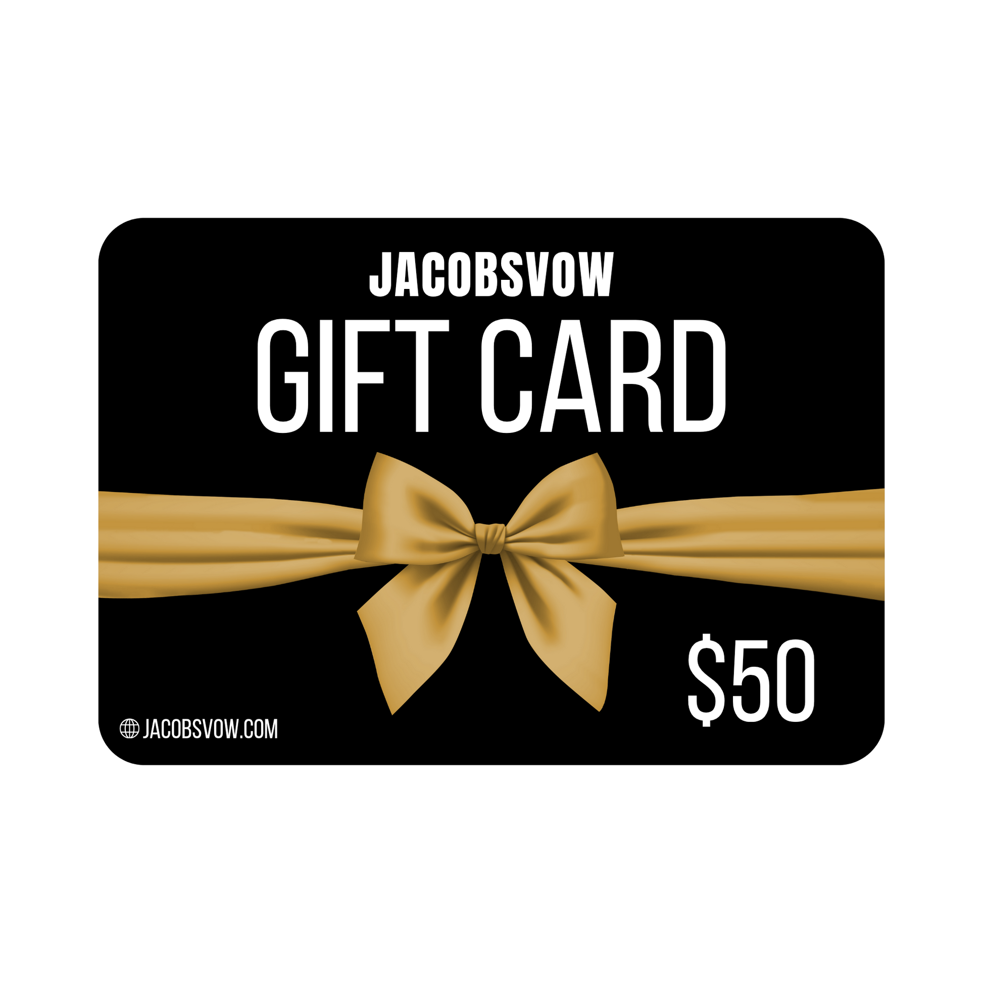 $50 jewelry gift card with a gold bow by JACOBSVOW