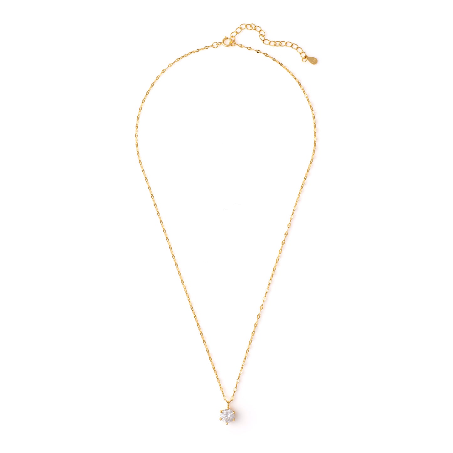 Aerial View of Jacobsvow 18k Gold Pendant Necklace with Cubic Zirconia Stone