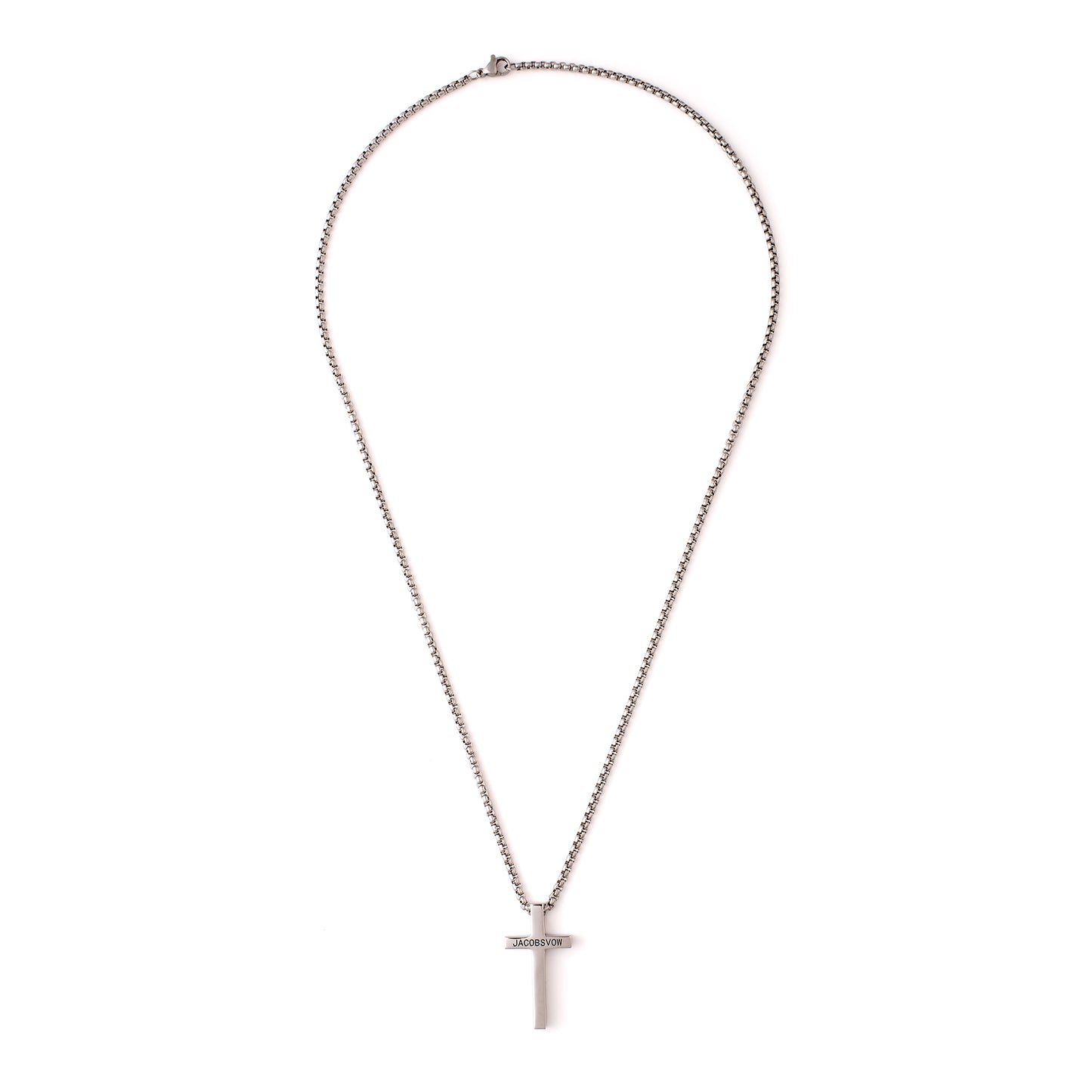 Full Aerial View of Jacobsvow Genuine 925 Sterling Silver Cross Necklace