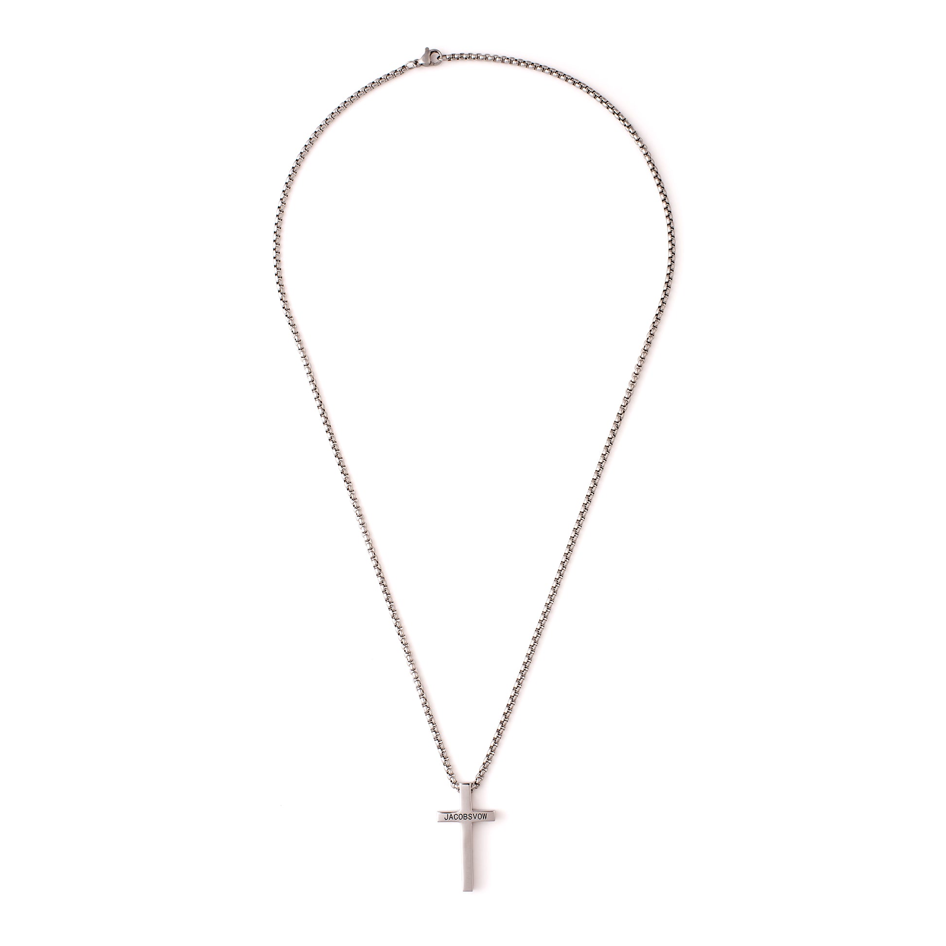 Full Aerial View of Jacobsvow Genuine 925 Sterling Silver Cross Necklace