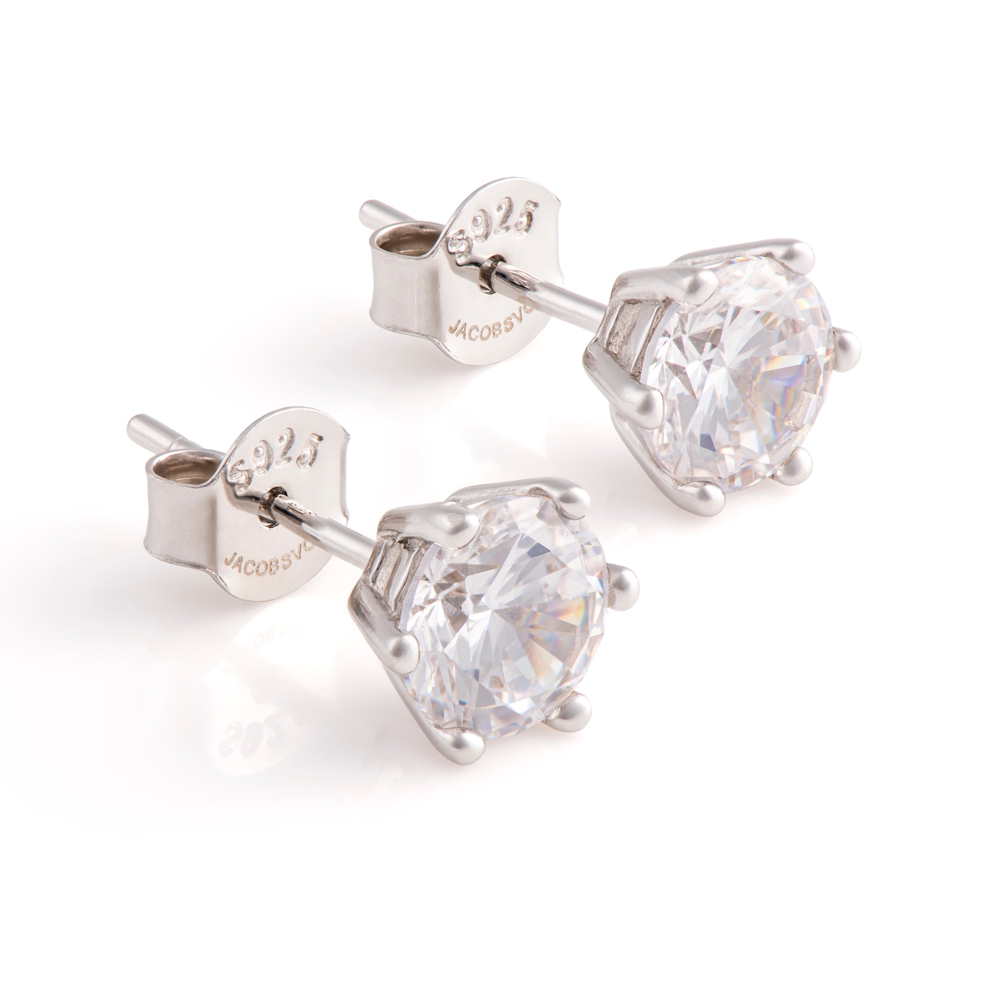 Up Close View of Jacobsvow Genuine 925 Sterling Silver Stud Earrings