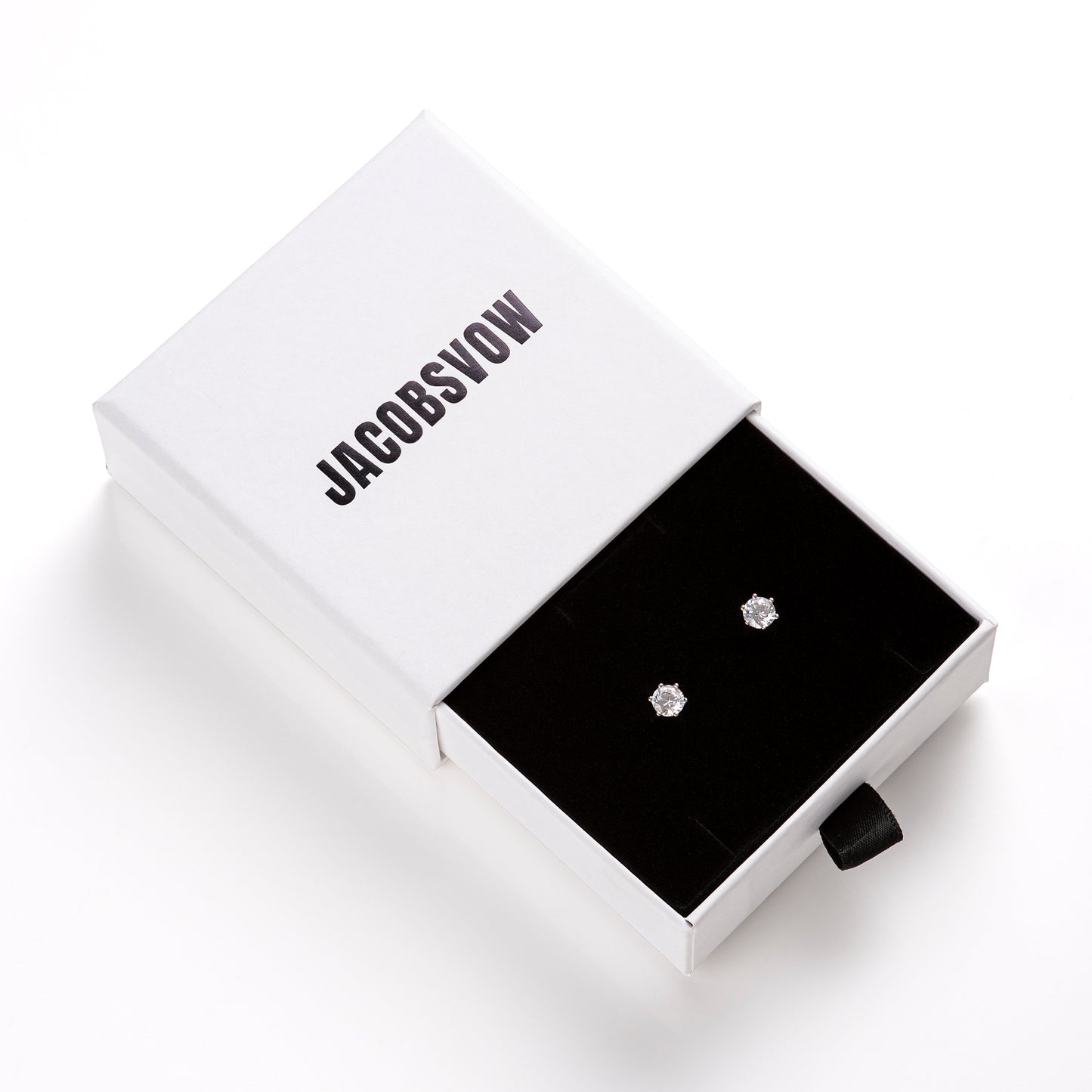 Jacobsvow Genuine 925 Sterling Silver Stud Earrings Inside Jewelry Box