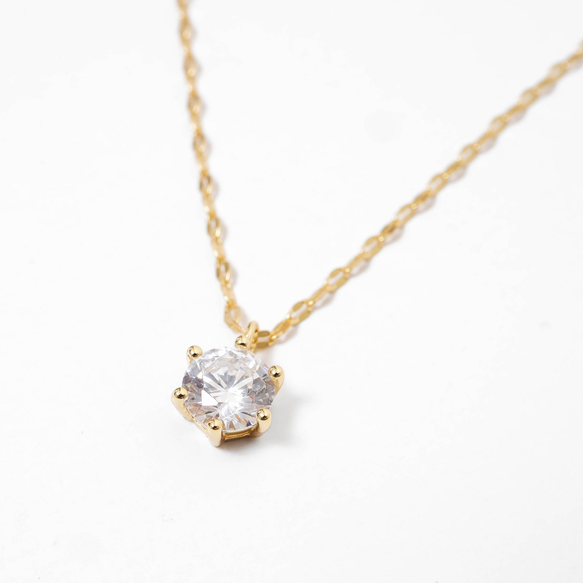 18K Yellow Gold Round-Cut Cubic Zirconia Pendant Necklace by JACOBSVOW