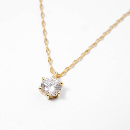 18K Yellow Gold Round-Cut Cubic Zirconia Pendant Necklace by JACOBSVOW