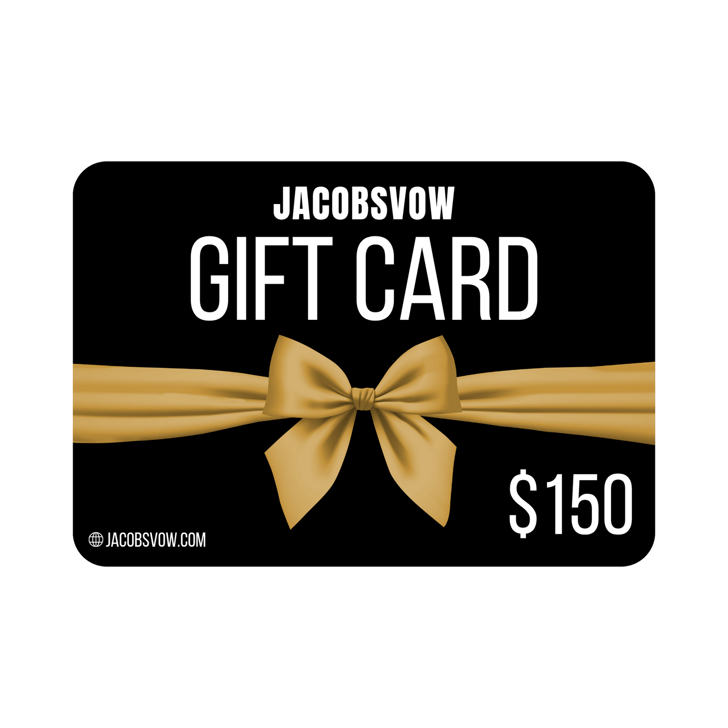 $150 jewelry gift card with a gold bow by JACOBSVOW